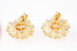 Sunflower Flower 14k 585 Yellow & Rose Solid Gold Stud Earrings