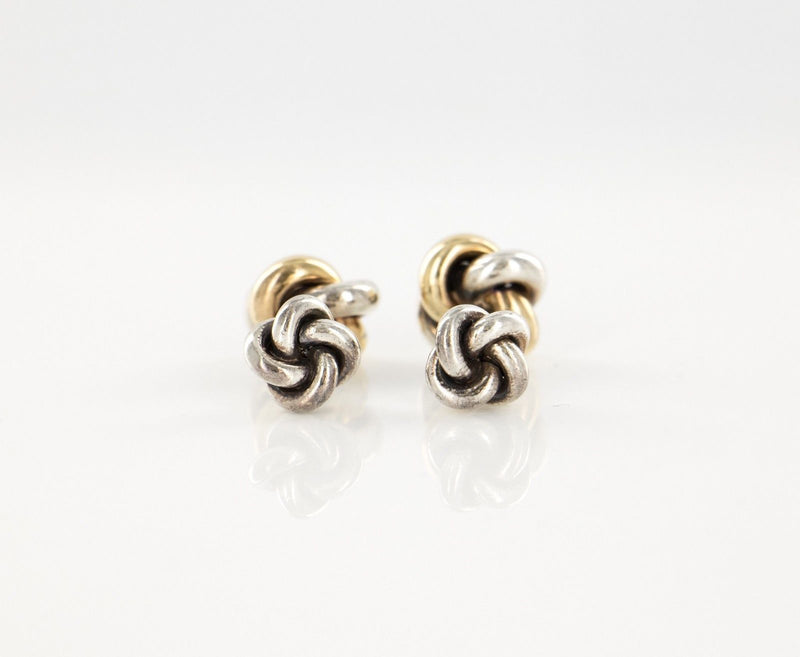 14 KT Yellow Gold 925 Sterling Silver Knot Cufflinks