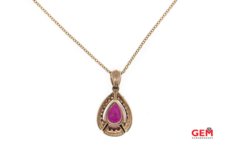 Effy Pear Shape Garnet Espresso & White Diamond 14K 585 Rose Gold Pendant & 18" Chain Necklace