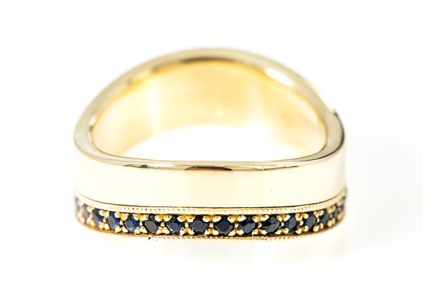 Natural Sapphire Eternity Wave Band Ring 14k 585 Yellow Gold