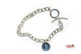 Ricardo Intaglio Toggle Lock Chain Link Tree Charm 925 Sterling Silver Designer Bracelet