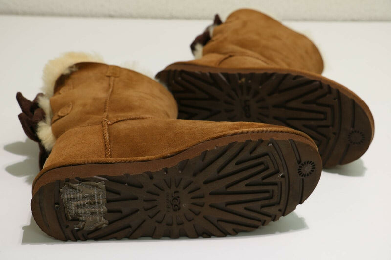 UGG Short Brigette Bow Boots Suede Sheepskin UGG Pure Line Size US 7