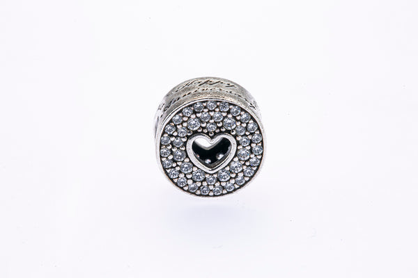 Pandora Pave and Heart Anniversary Sterling Silver Bead Charm