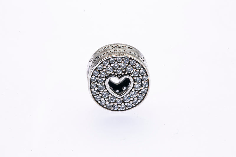Pandora Pave and Heart Anniversary Sterling Silver Bead Charm