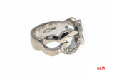 Joseph Esposito Diamond Pave Open Hearts Band 18K 750 White Gold Ring Size 7 3/4