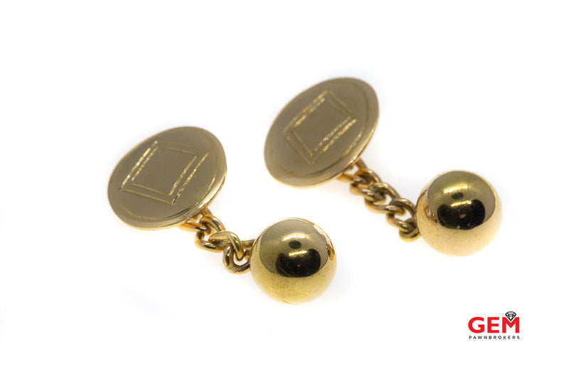 Antique 18k 750 Italian Button Gold Yellow Gold Tuxedo French Cuff Dress Cufflinks