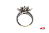 Diamond Flower Cocktail 18K 750 White Gold Cluster Star Ring Size 7