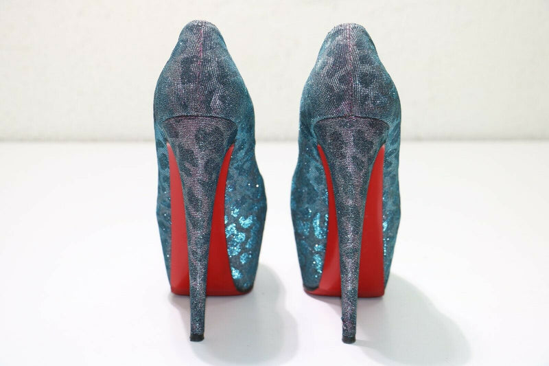 Christian Louboutin: Shoes Highness 160 Lame - Turquoise/Violet - Size: 39.5