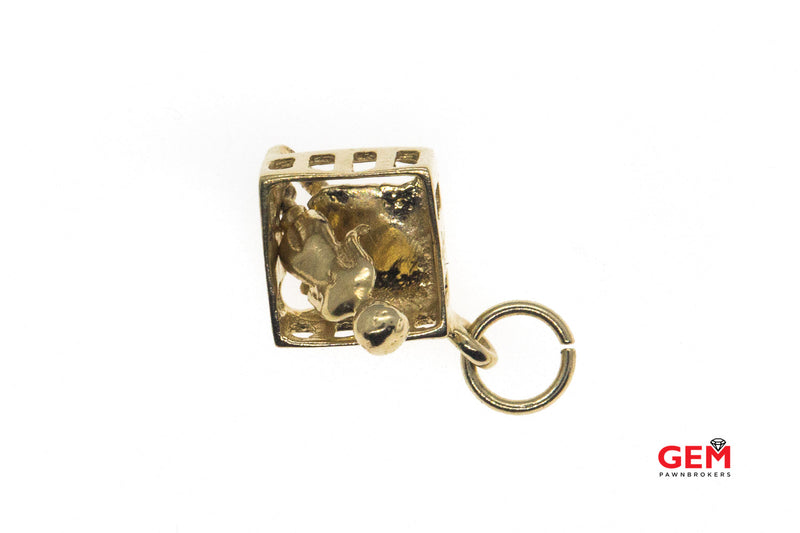 Baby Toddler Play Pen Crib Charm Solid 14K 585 Yellow Gold Pendant