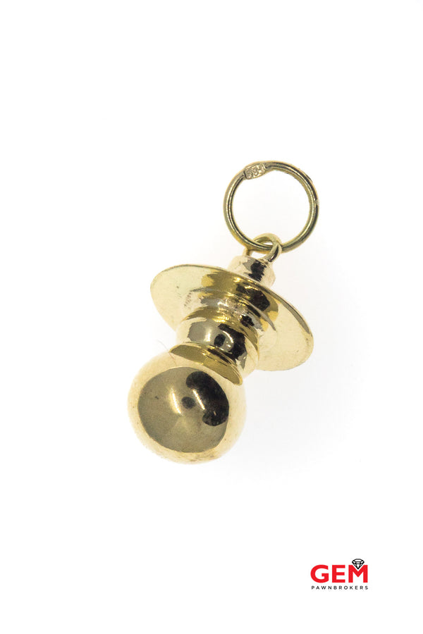 14 KT Yellow Gold Baby Pacifier Dummy Binky Charm Pendant