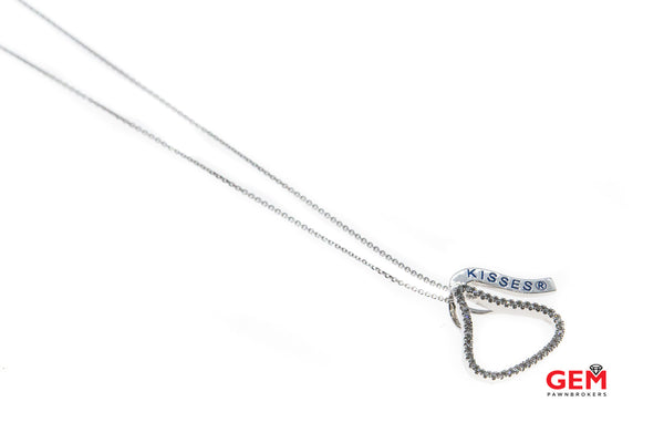 Hershey's Kisses Diamond Pave Charm 14K 585 White Gold 18.25" Chain Necklace (2)