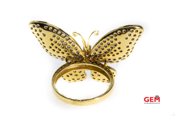 Butterfly Cubic Zirconia Animal Solid Yellow Gold Ring Size 7