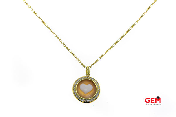 Ippolita Pink Quartz Heart Cameo Diamond 18k 750 Italy Gold Chain Necklace