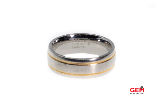 Scott Kay Cobalt & 14K Gold Milgrain Wedding Band Ring Size 8.5