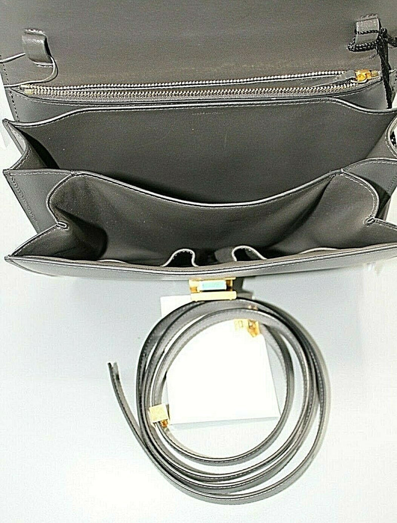 Celine Classical Box Medium Women's Gray Leather Shoulder Bag