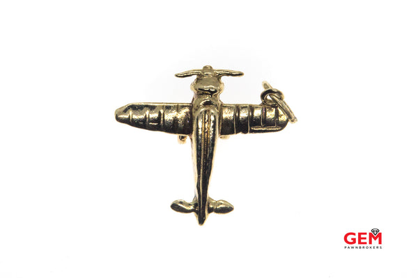 Morane Saulnier WWI Aircraft Fighter Plane Single Seat Charm Solid 14K 585 Yellow Gold Pendant