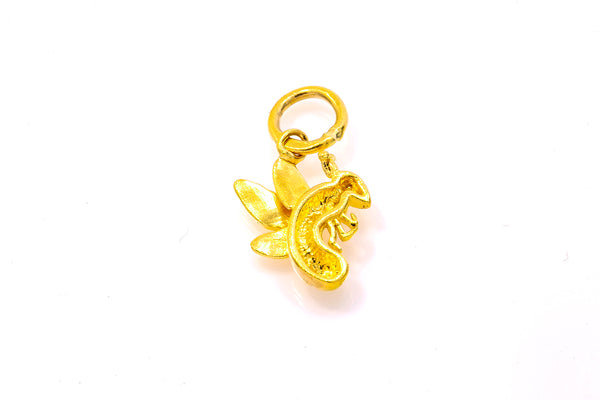 Yellow Jacket Bug Wasp Bee Insect Pendant Charm Yellow Gold 24kt