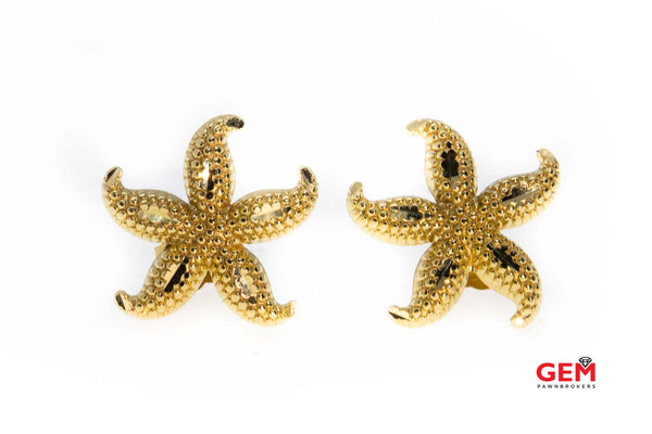 Starfish Sea Animal Stud Earrings Ocean Motif 585 14k Yellow Gold