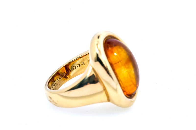 Vintage Cartier 1994 Citrine Solitaire Band 18K 750 Yellow Gold Ring Sz 52 US 6