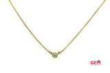 Tiffany & Co Elsa Peretti 1mm Thin Chain Link Diamond by the Yard Solitaire 18K 750 Yellow Gold 15 1/4" Necklace & Pendant