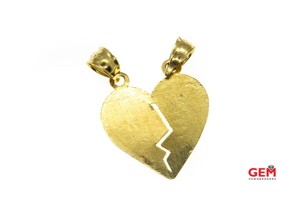 Te Amo I Love You Break Away Charm 14K 585 Yellow Gold Lovers Pendant