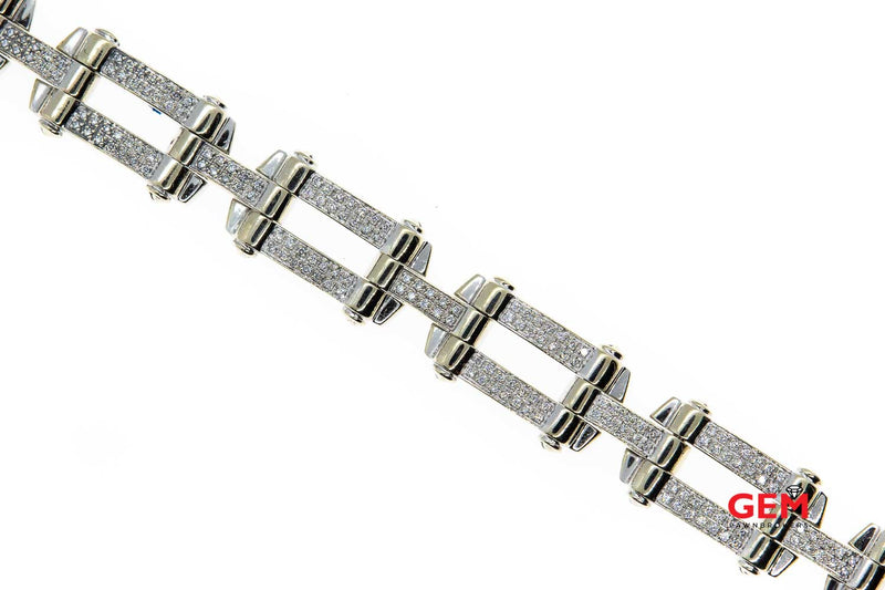Philippe Charriol Diamond Pave Link 18K 750 White Gold Screw 8.25" Bracelet