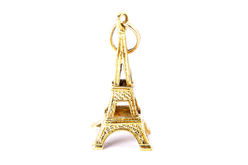Paris Eifel Tower Monument Charm 14K 585 Yellow Gold Pendant