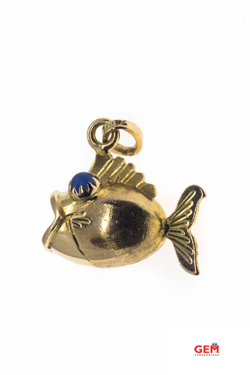 MEP Italian Blue Venetian Fish Eyes Charm 18K 750 Yellow Gold Nautical Pendant
