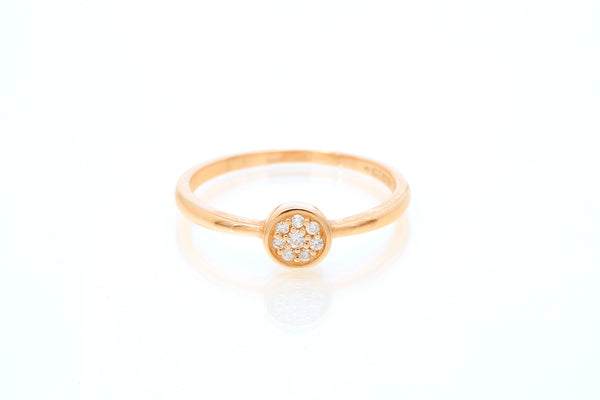 SNJ Geometric Stackable Circle Diamond 14k 585 Rose Gold Band Ring Size 7