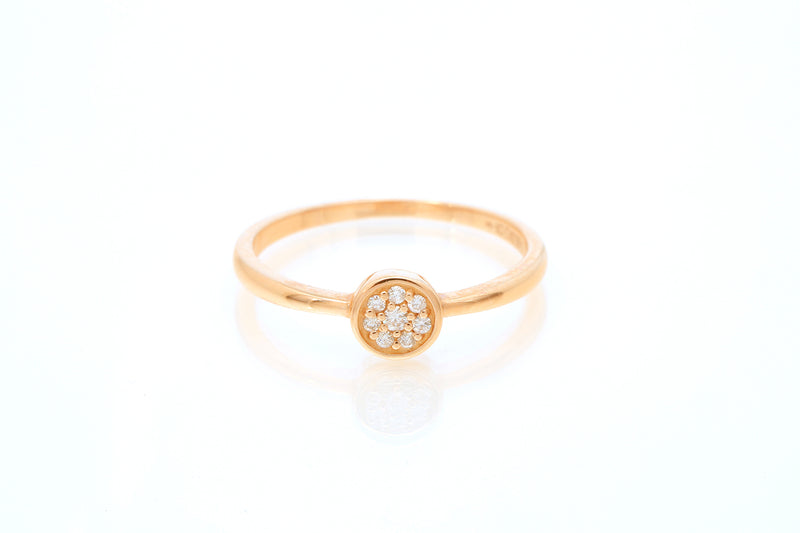 SNJ Geometric Stackable Circle Diamond 14k 585 Rose Gold Band Ring Size 7