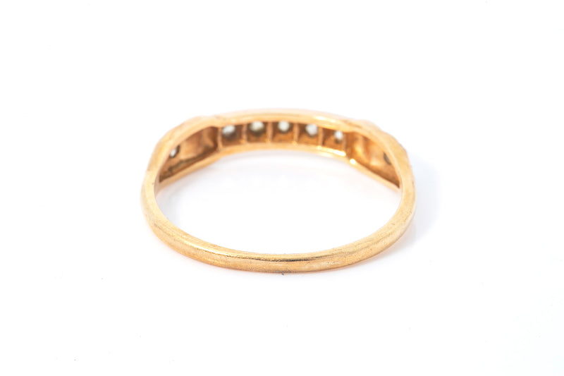 Antique Edwardian Rose Cut Diamond 14k 585 Yellow Gold Ring Band
