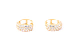 Cubic Zirconia Pave Small Huggie Hoops 14K 585 Yellow Gold Pair of Earrings