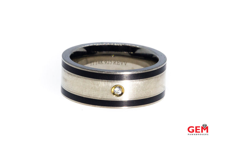Revv Diamond 14K 925 Titanium 9mm Wide Band Wedding Ring Size 10