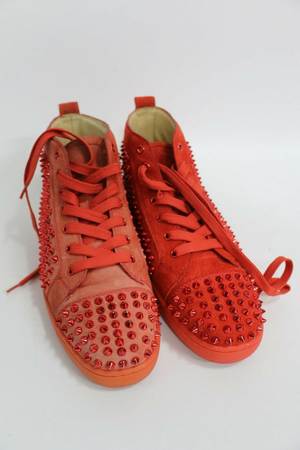 Christian Louboutin Louis Spikes High Top Sneakers | Red | Size US 10, EUR 43