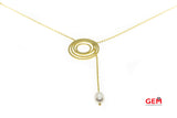 Dafineh Gallery Drop Pearl Threader Pendant 18K 750 Yellow Gold 15.5" Necklace
