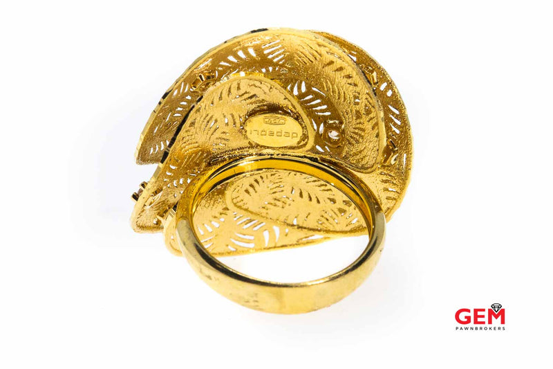 Italy De Paoli Gioielli Pierced Statement 18K 750 Yellow Gold Ring Size 8