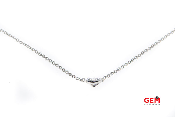 Cubic Zirconia Solitaire Bezel Set Pendant 925 Sterling Silver Necklace 18"
