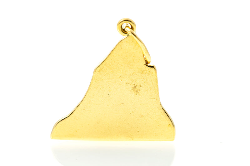 Sculpted Mountain Solid Gold 14k 585 Yellow Gold Charm Pendant
