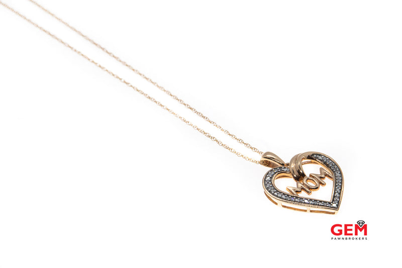 JWBR Kay Jewelers Love Mom Diamond Heart 10K 417 Rose Gold 18" Necklace