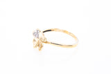Cubic Zirconia Four Leaf Clover 14k 585 Yellow Gold Ring Size 7