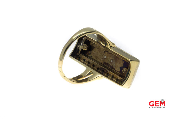 SB 14KT Yellow Gold Enamel Diamond Signed Ring Size 10