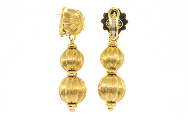 Chiampesan Balloon Drop Florentine 18K 750 Yellow Gold Drop Earrings