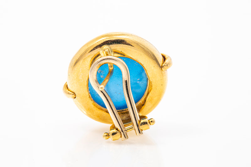 Girovi Cameo Sapphire Single Replacement Earring 18k 750 Yellow Gold