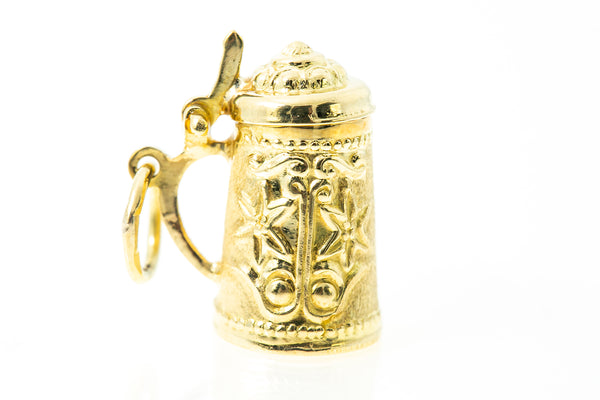 Beer Stein 18k 750 Yellow Gold Cup Pitcher Charm Pendant