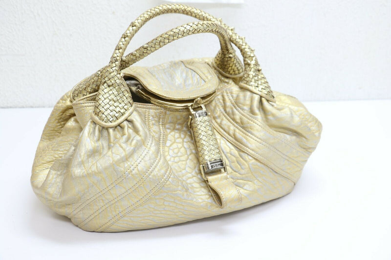 Fendi: Woman's Leather Spy Hobo Bag 130218 Metallic Nappa - Gold