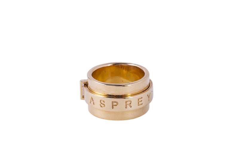 Asprey Spinner 12mm Wide Band 18k 750 Yellow Gold Ring Size 5