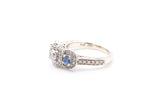 Zales Three Stone Diamond & Sapphire 10k 417 White Gold Ring