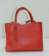 FENDI 2Jours Saffiano Mini Tote Bag, Red Orange 8BH253-D73