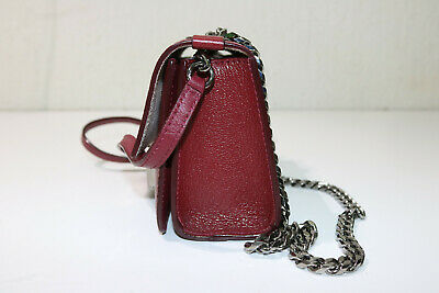 Jimmy Choo Leather Rebel Maroon Leather Convertible Crossbody Handbag