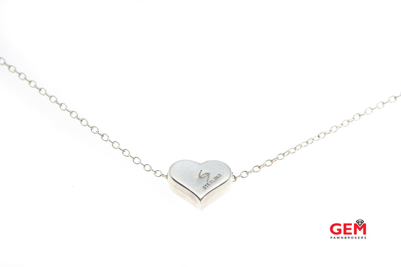 Designer CS Heart Pendant Slider Heart Charm Solid 925 Sterling Silver Chain 20" Necklace